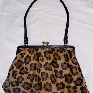 St. John Leopard-Print Frame Shoulder Bag in Brown and Black